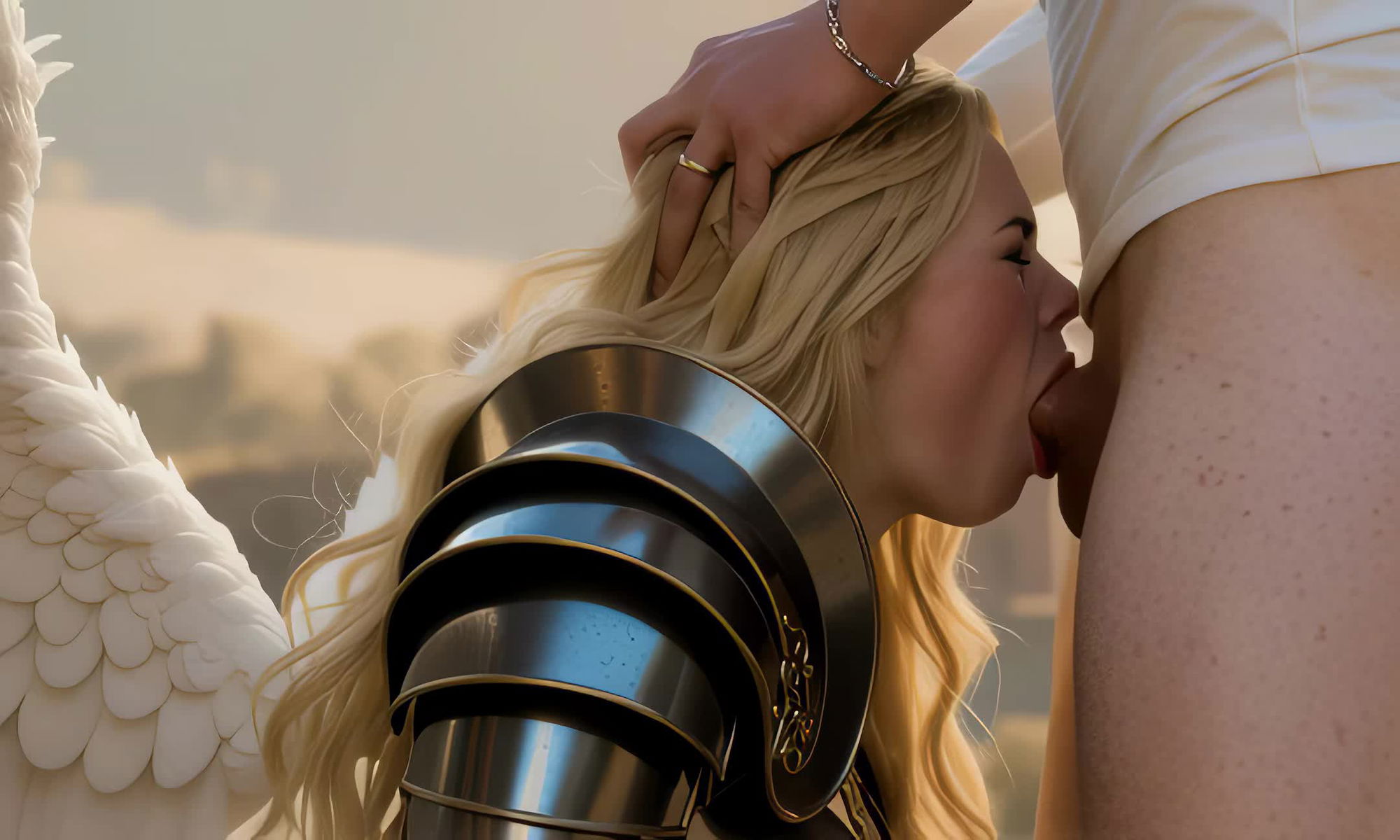 Angel, Blonde, Blue Eyes, Deepthroat, Facefuck